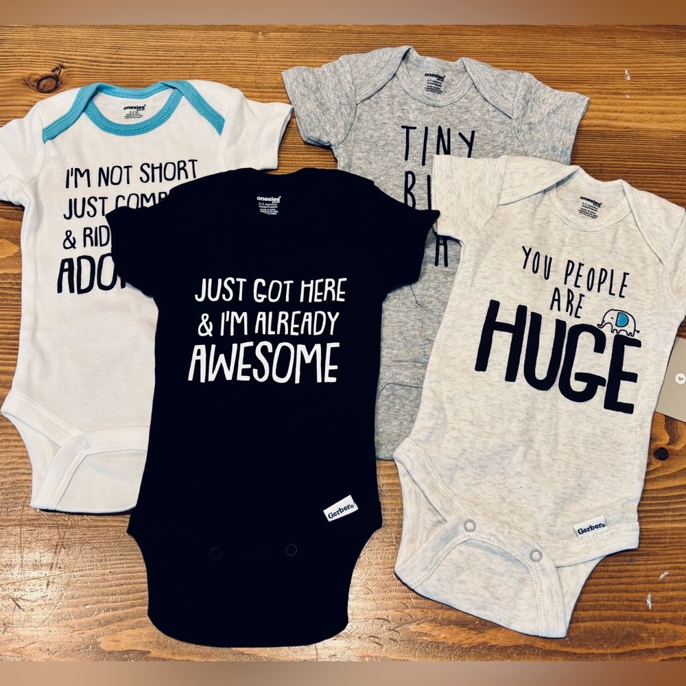 Baby Onesies Set - Black, White, Gray with Fun Prints